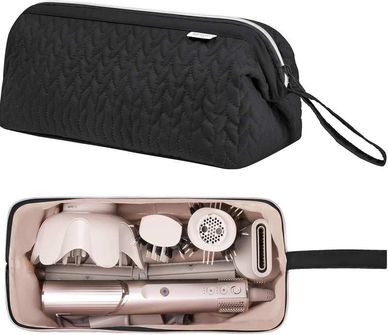 KarSyon Shark Flex Style Case for Dyson Airwrap Hair Dryer Brush Revlon Hair Tools Travel Bag Carrying Case Flat Curling Iron Organizer (Black) - Image 3